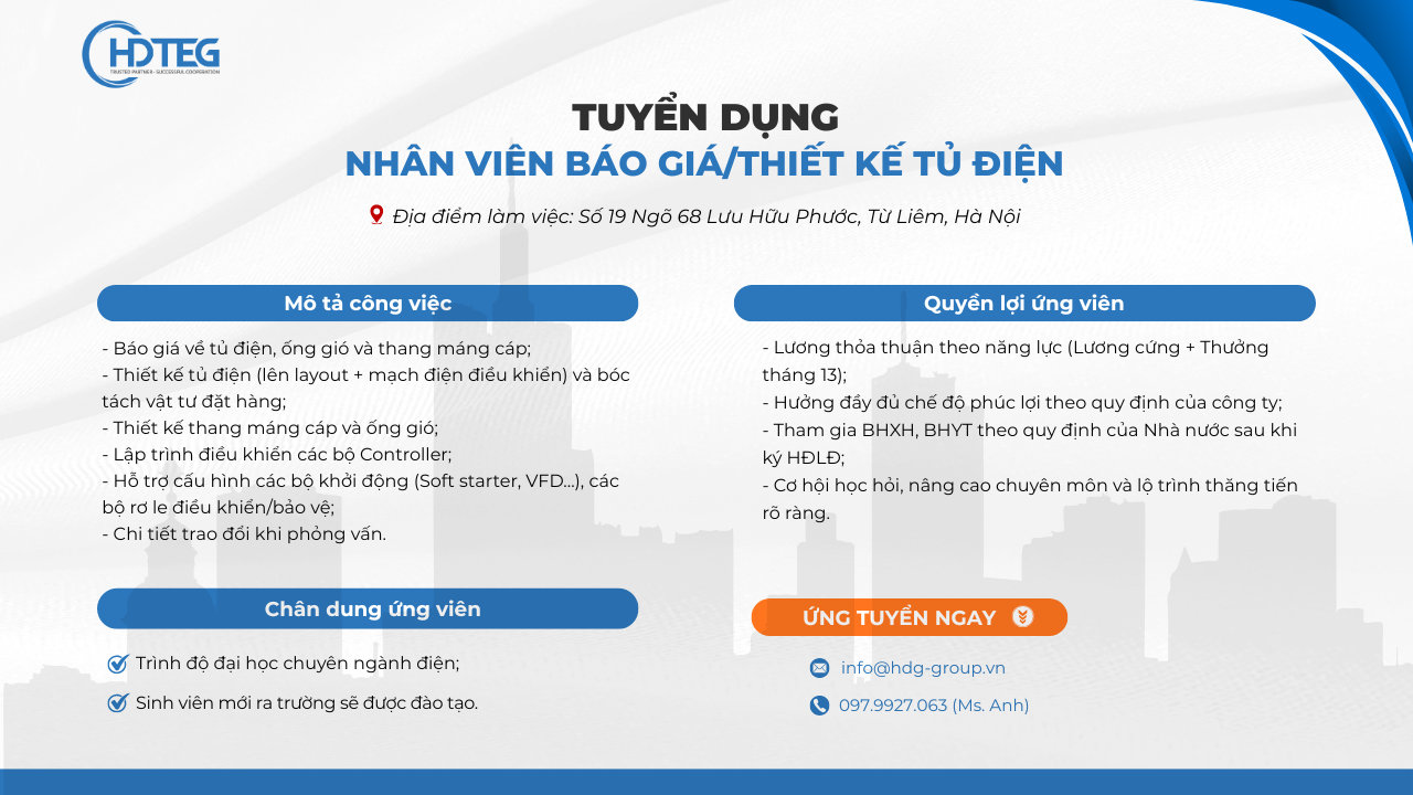 [HN] Tuyển dụng Nhân viên Báo giá/Thiết kế tủ điện